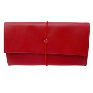 PRADA RED SAFFIANO LEATHER CLUTCH BAG